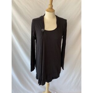 Mountain Mama Black Hooded Cardigan Sweater Modal Spandex Wrap Tunic